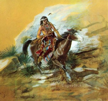 Amerikanischer Indianer Werke - der Krähenscout 1890 Charles Marion Russell Indianer